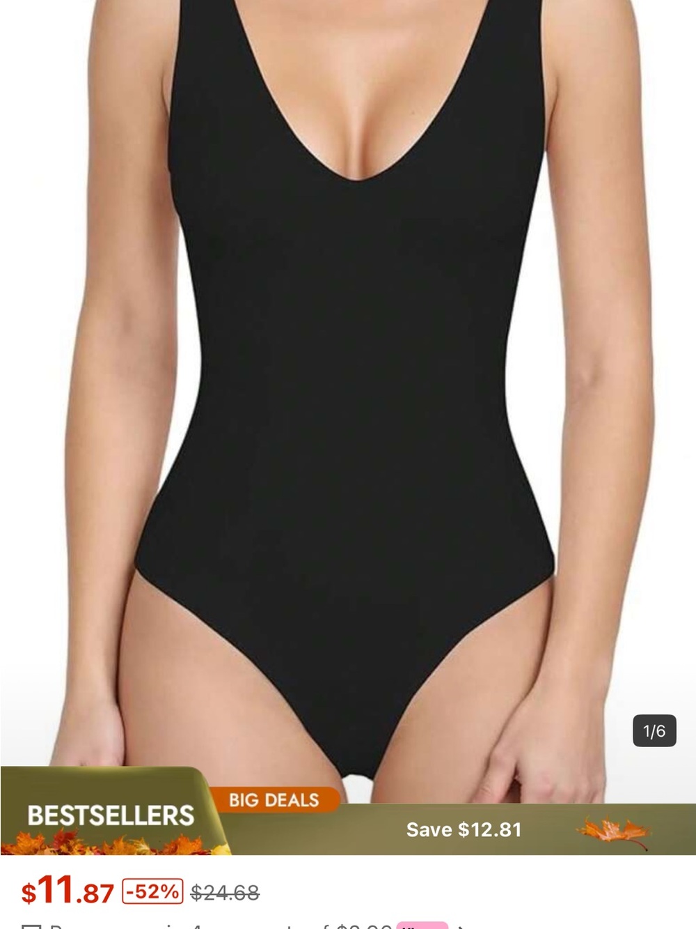 SHEIN Black Scoop Neck Bodysuit NEW
